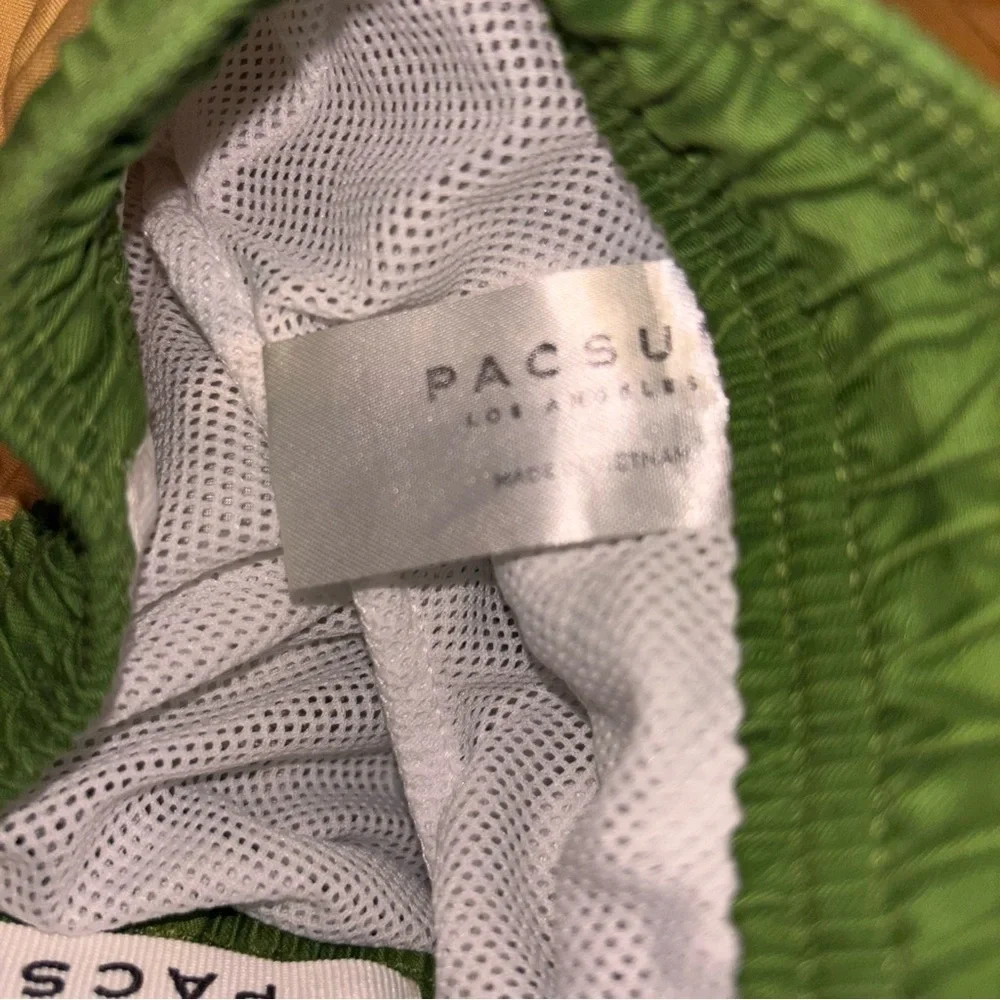 PacSun Colorblock Trunks Men’s Small Olive Green Mustard Yellow Board Shorts